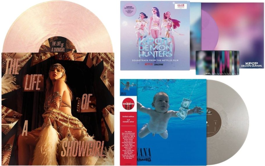 3 vinyl record albums with covers