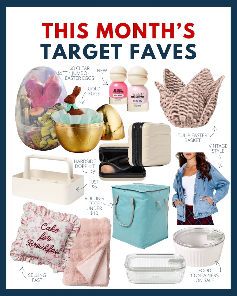 this month's target faves collage with random products 