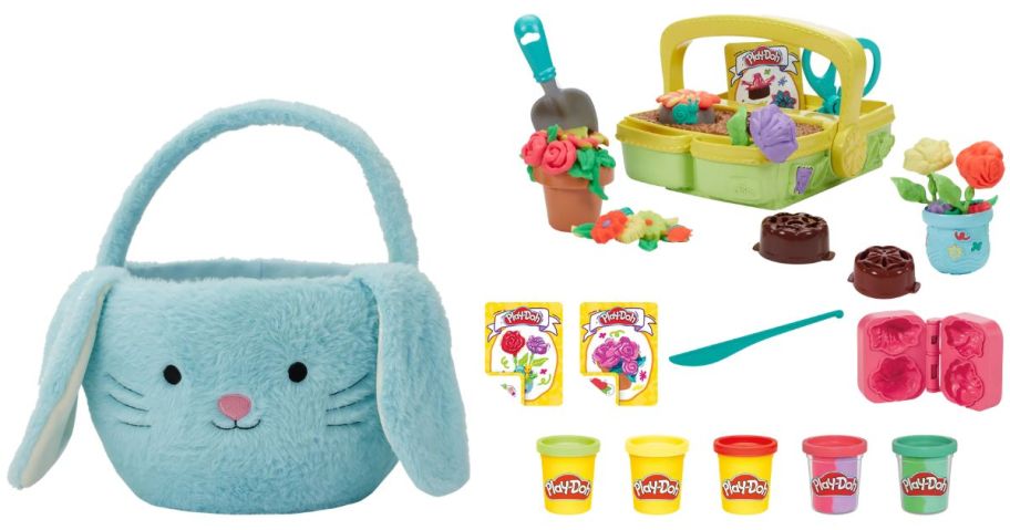 TOYS R US Plush Easter Basket and Play-Doh Blooming Flowers Garden Toy Playset