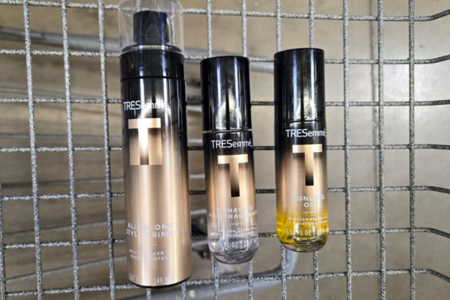 three hair care products in shopping cart