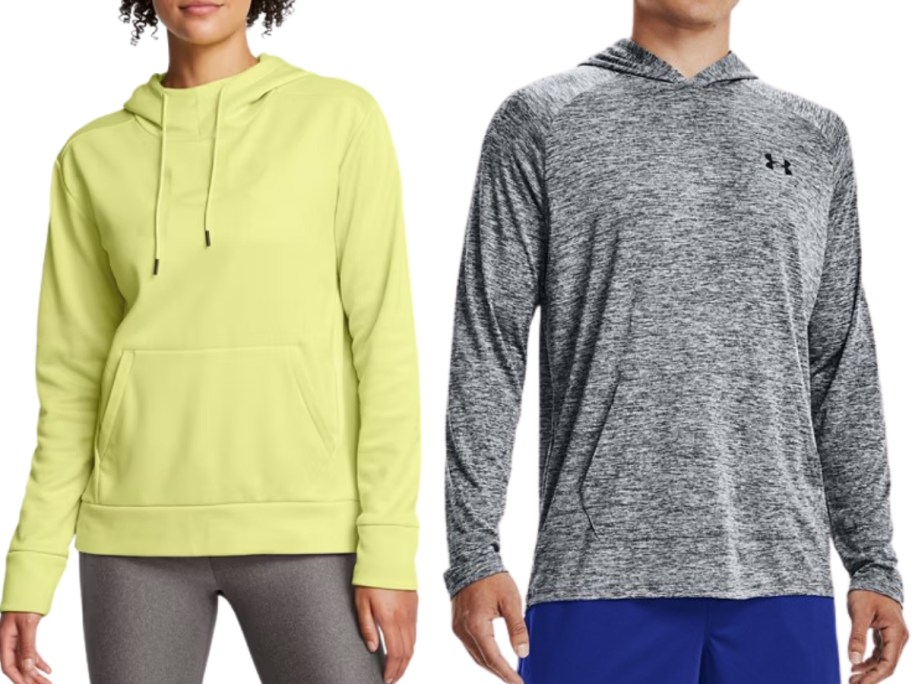 a woman and a man wearing Under Armour clothing