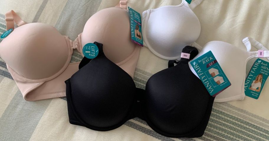 vanity fair bras on bed