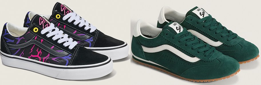 black and green vans shoes 