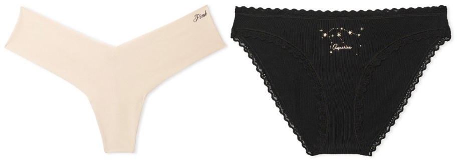 beige and black panties 