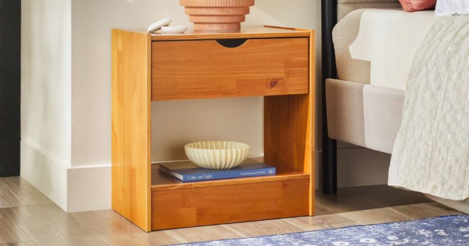 walker edison nightstand in bedroom