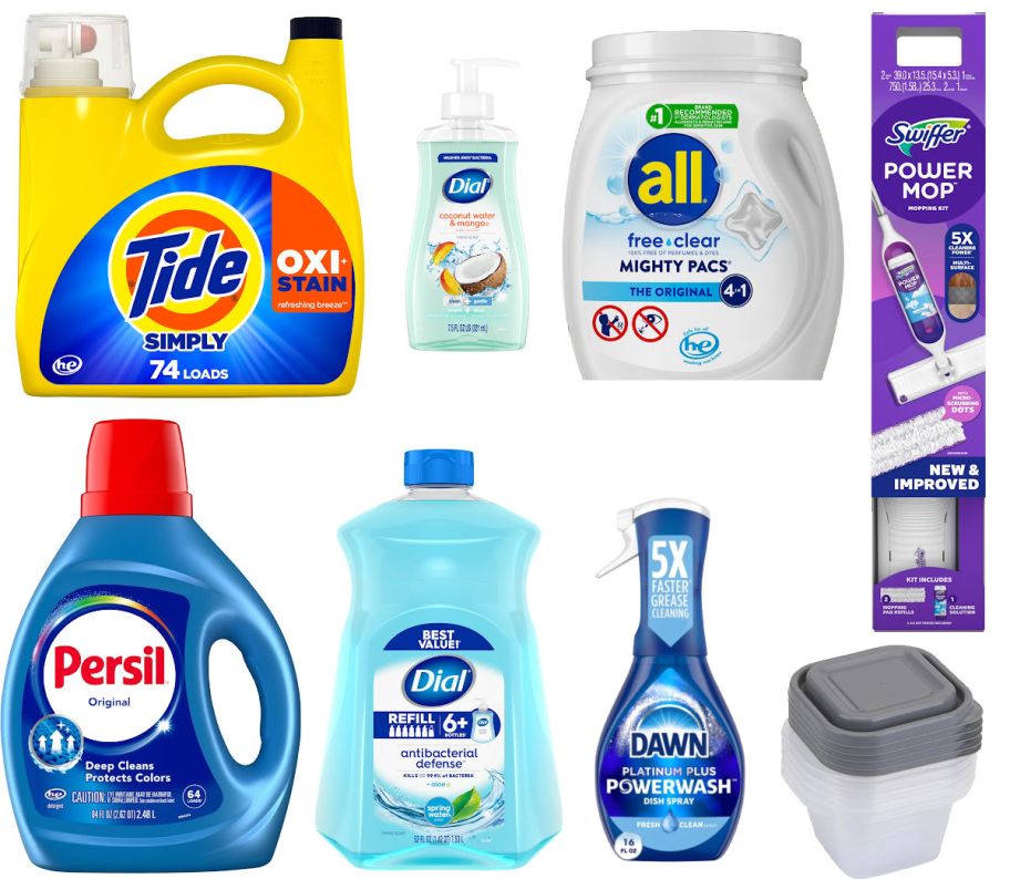 8 grocery items on a white background