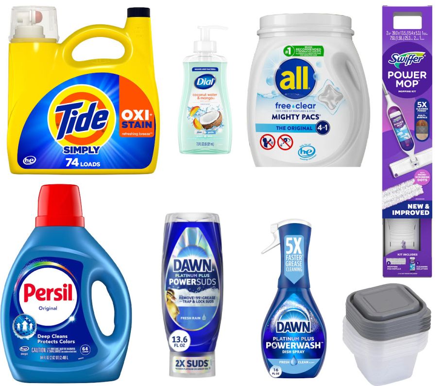 8 household items on a white background