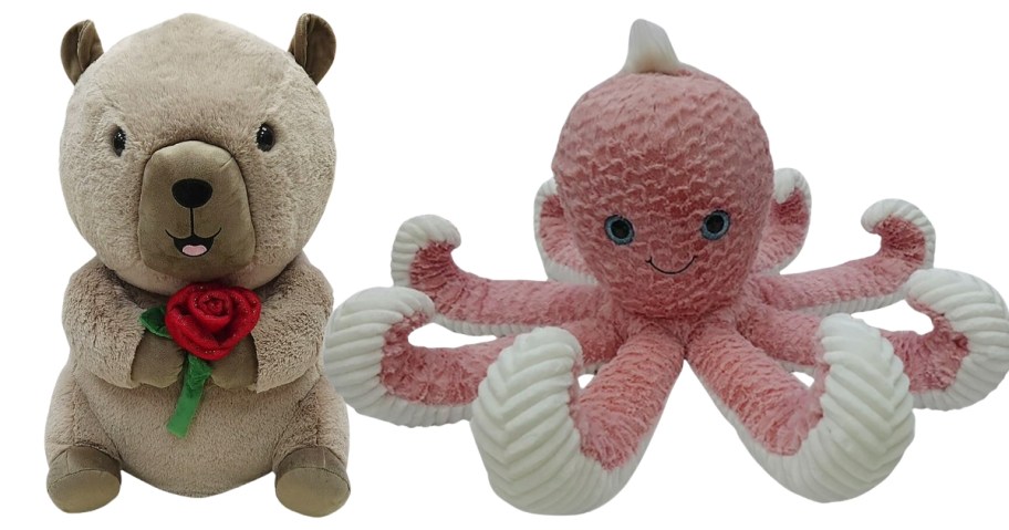 a jumbo plush Capybara and Octopus