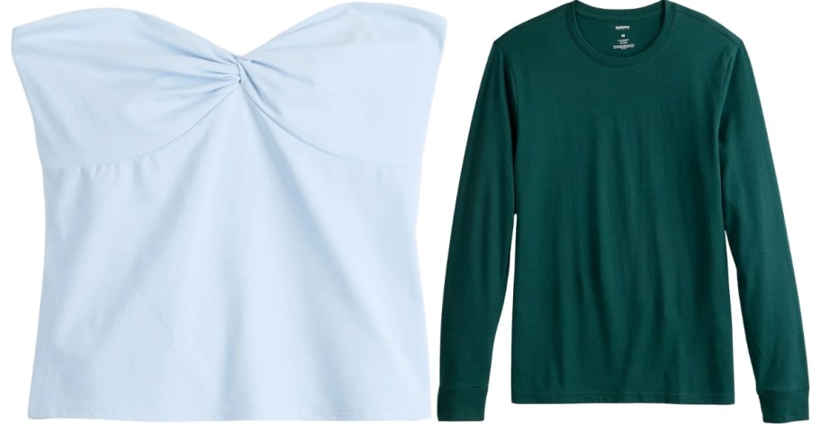 woman tube top with mens long sleeve tee