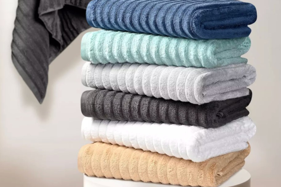 stack of multicolored towels