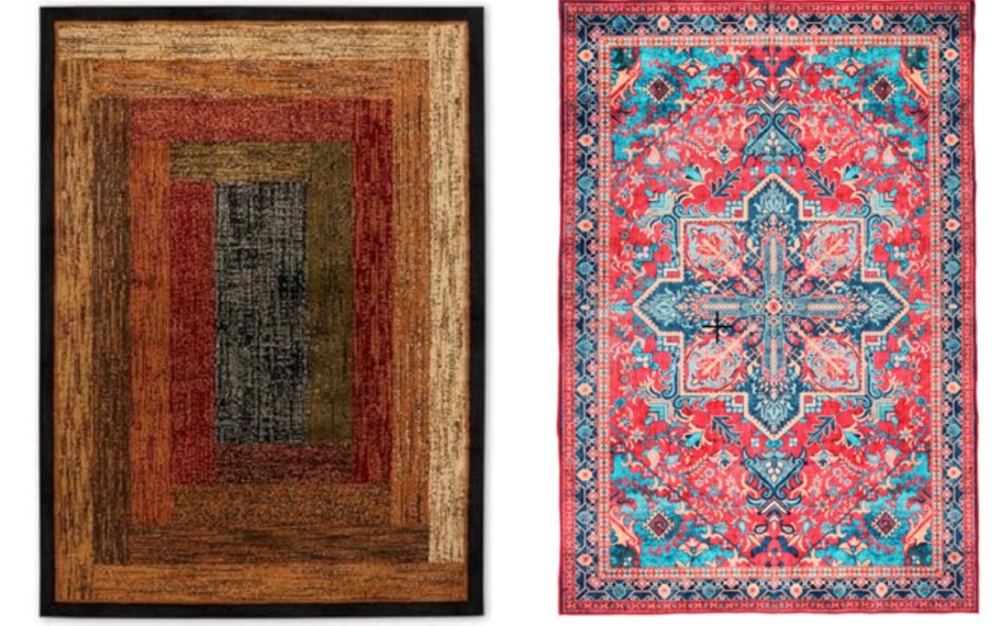 two area rugs in different colors and styles
