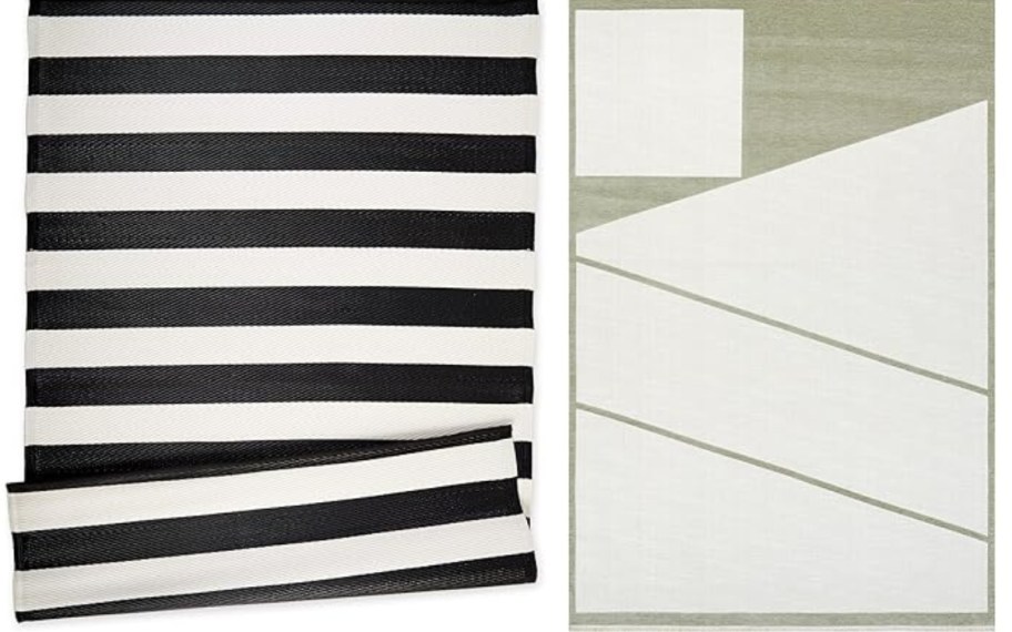 two area rugs in different colors and styles