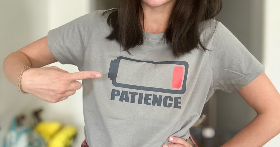 woman wearing woot tee