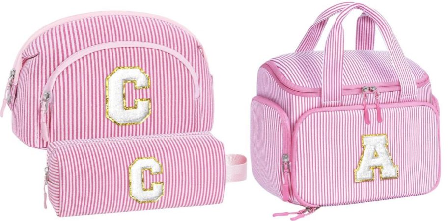 a makeup bag set and a toiletry bag