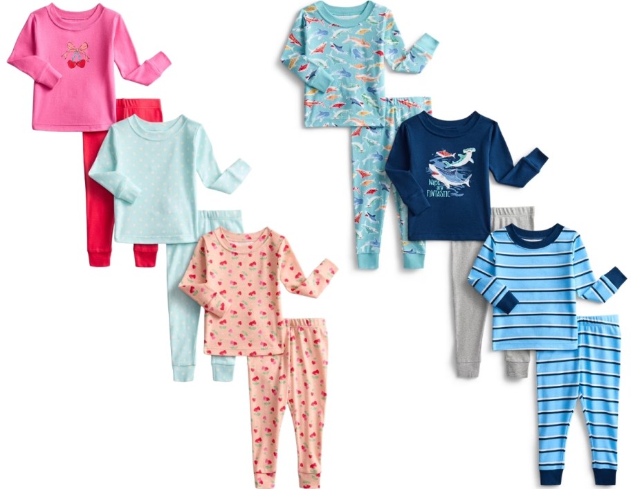 wonder nation kids 6 piece pajama sets