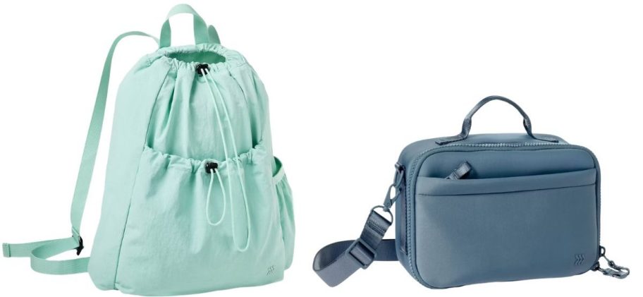 different shades of blue ALl in motion bags
