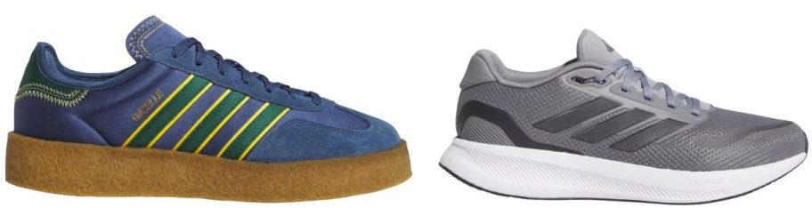 Two different color adias shoes