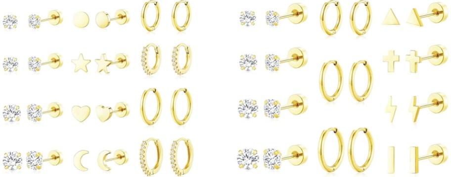 2 sets of gold earrings