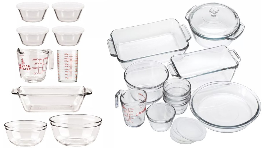 two Anchor Hocking glass bakeware sets