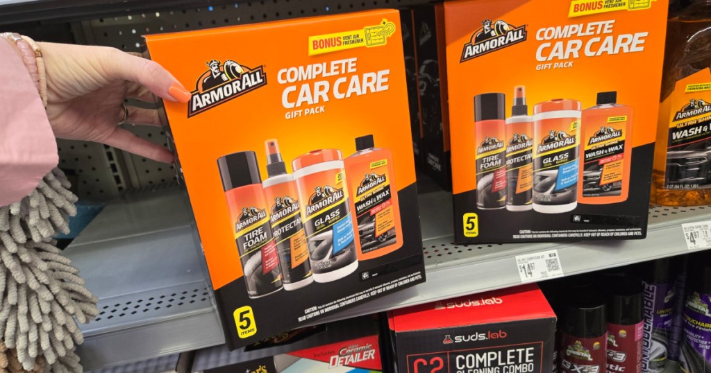 Armor all car care kit on shelf inside Walmart store