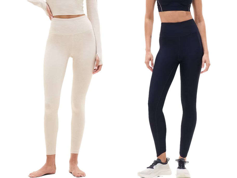 women in white and black leggings