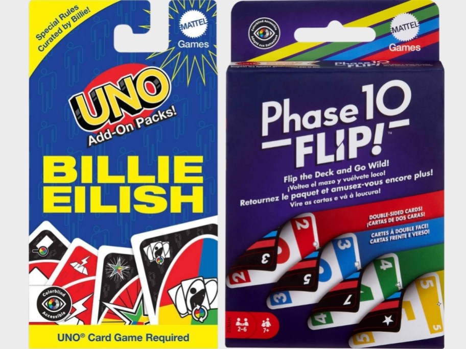 billie eilish edition UNO and phase 10 flip games