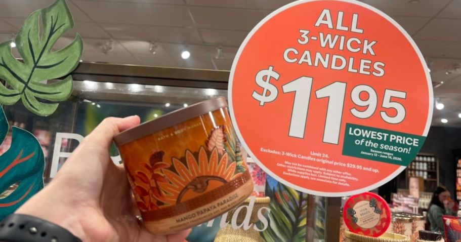 Bath & Body Works 3-Wick Candles Just $11.95 (Today Only!)