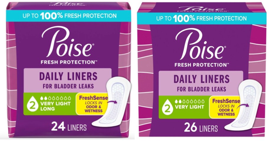 two packages of panty liners