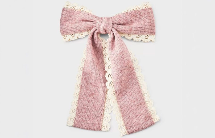 Cat & Jack Girls' Ribbed Knit Bow Hair Barrette