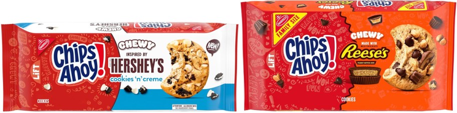 two packs of Chips Ahoy cookies