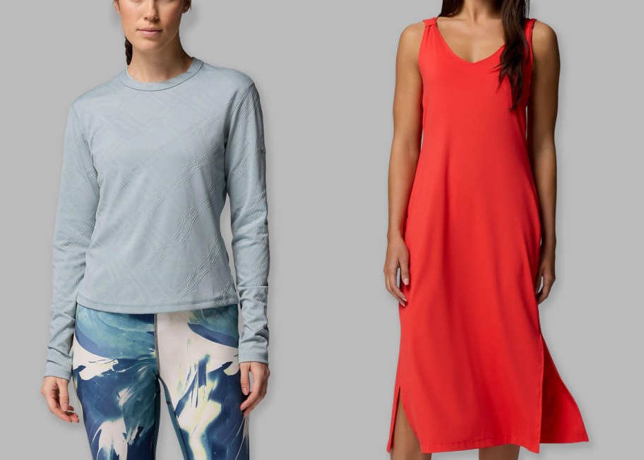 Columbia Women's Granite Point Long Sleeve Crew Shirt and Chill River Midi Dress