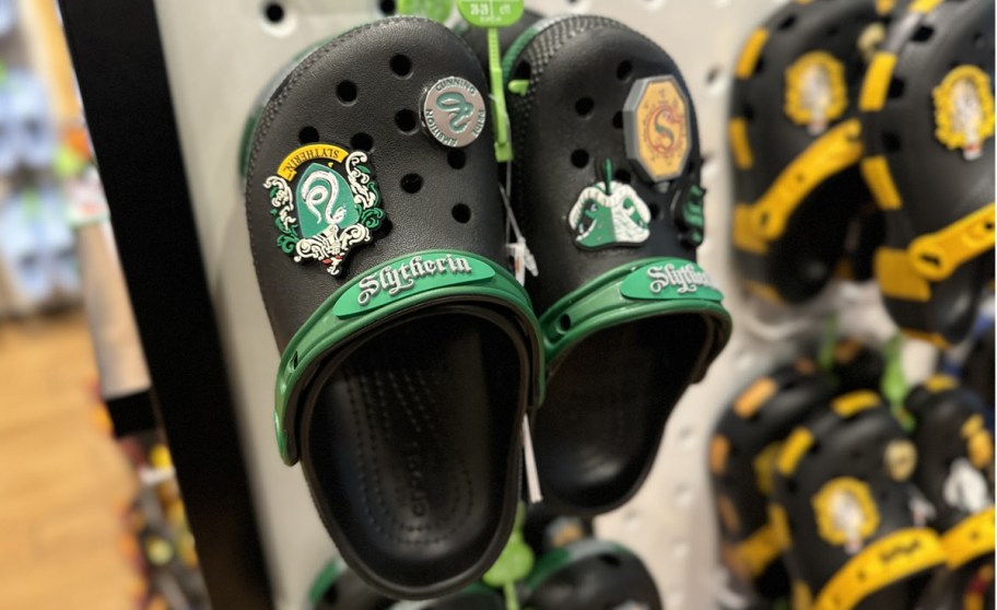 harry potter crocs on display in store