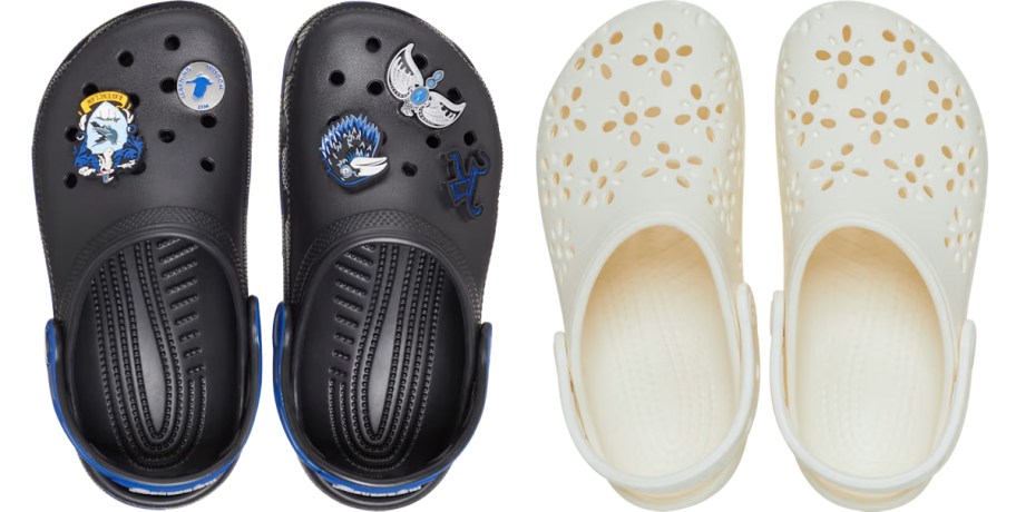 black harry potter and white floral print clogs