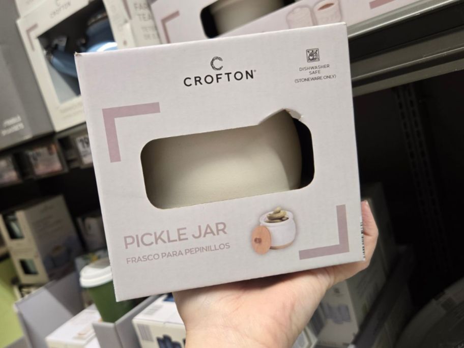 Crofton Pickle Jar in hand in store