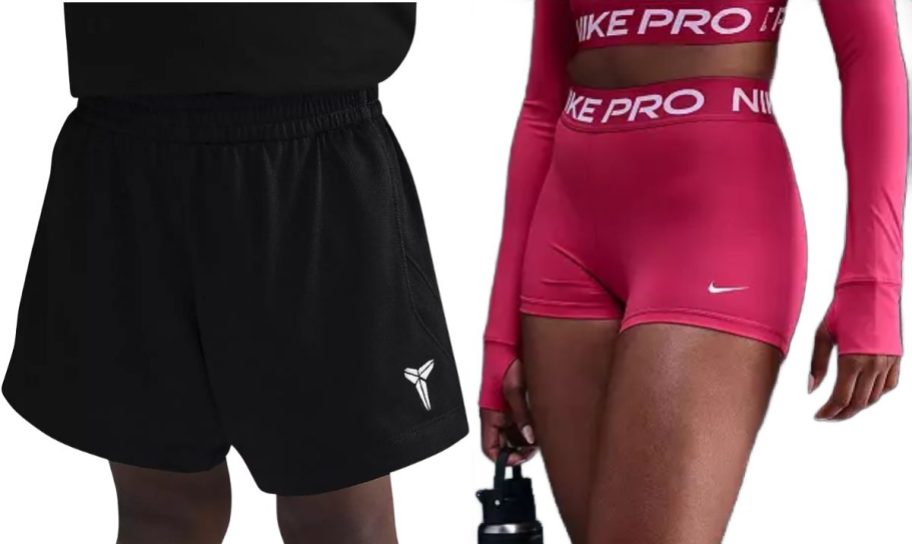 Stock images of child and woman wearing Nike shorts