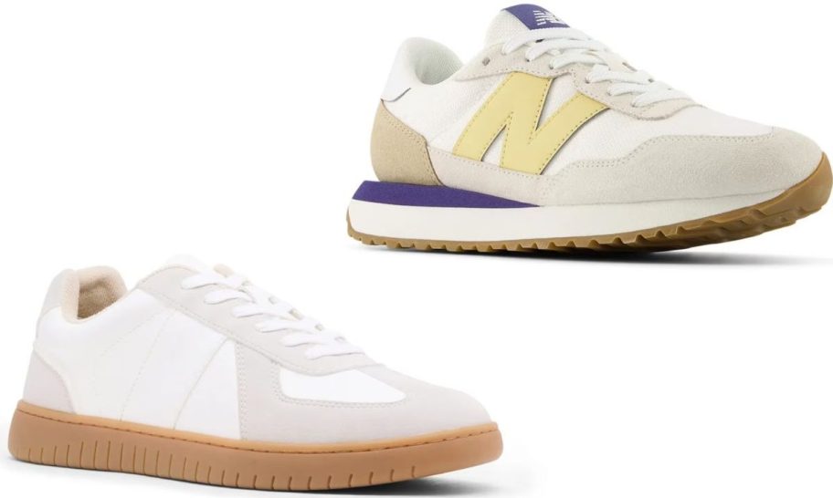 Stock images of Steve Madden and New Balance Sneakers