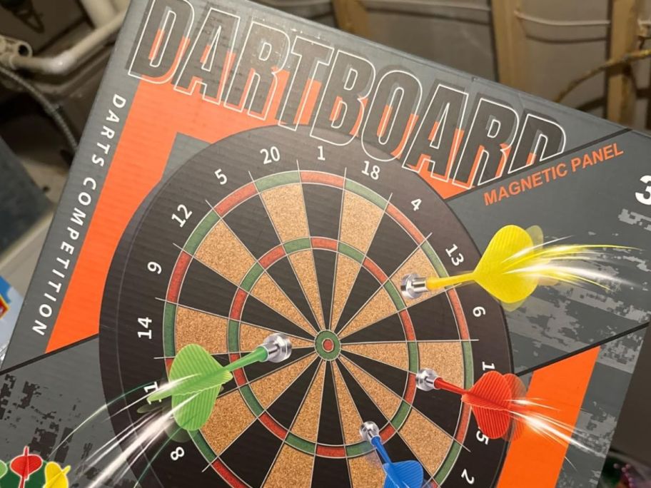 Dart board game in progress