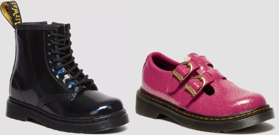 Stock images of two kids Dr Martens shoes
