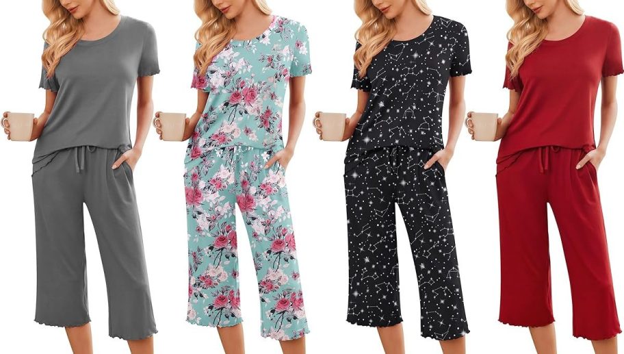 EKOUAER Womens Capri Lounge Set 2-Pack