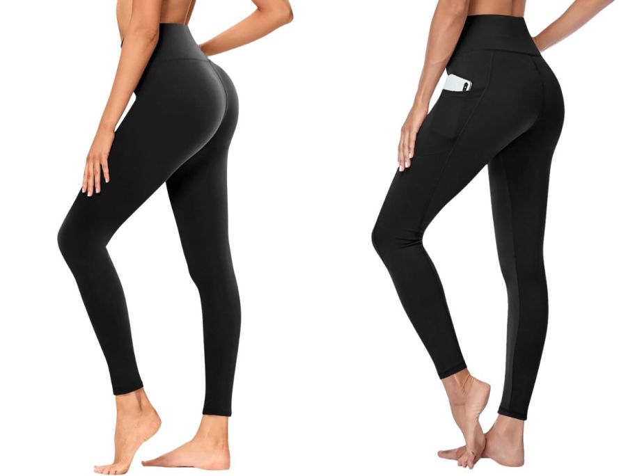 two women wearing leggings