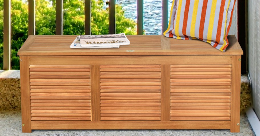 Solid Wood Acacia 47-Gallon Outdoor Deck Box Just $129.98 Shipped