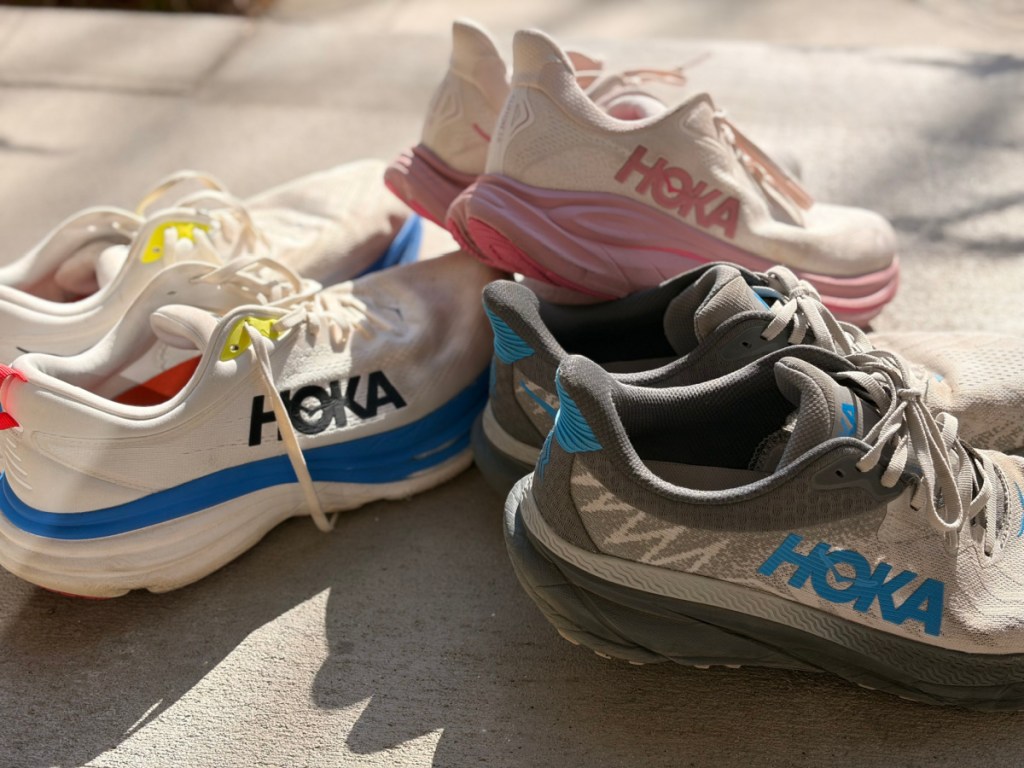 HOKA running shoes outside on concrete