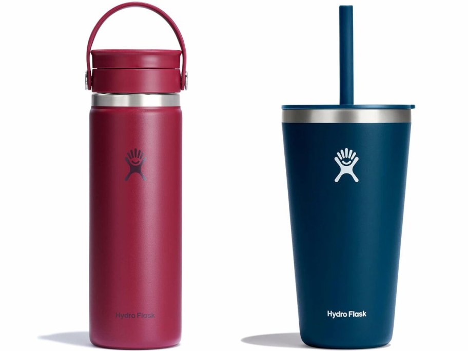 Hydro Flask 20oz Coffee w: Flex Sid Lid and Hydro Flask 28 oz All Around Tumbler w: Straw Lid