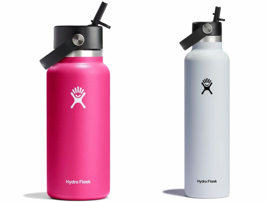 Hydro Flask 32oz Wide Mouth w: Flex Straw Cap in Zinnia and Hydro Flask 24oz Wide Mouth w: Flex Chug Cap