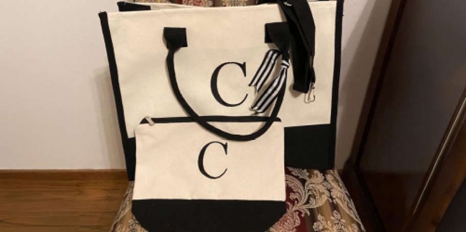 Initial Canvas Tote Set Only $10.99 on Amazon | Great Gift for Mom or Graduate!