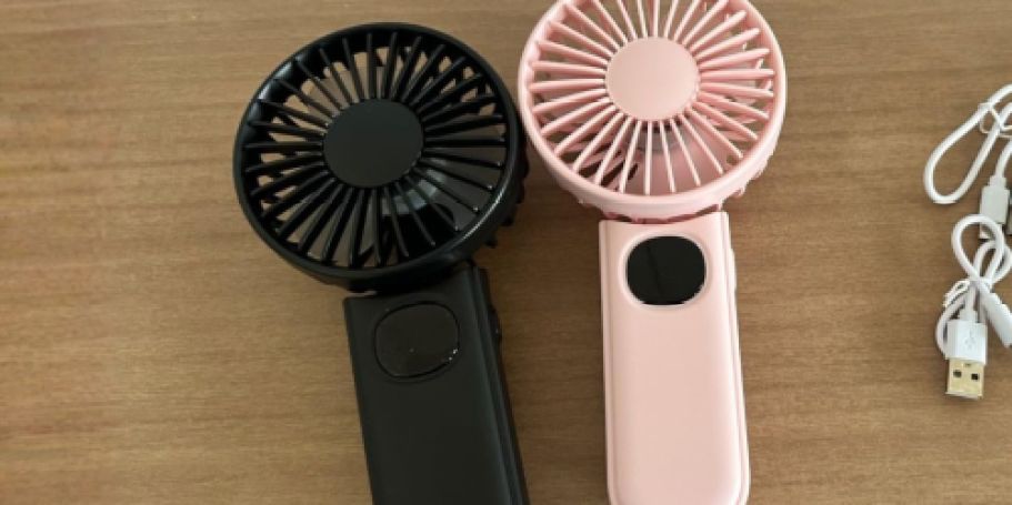 FOUR Rechargeable Mini Portable Fans Just $9.99 on Amazon ($2.50 Each!)