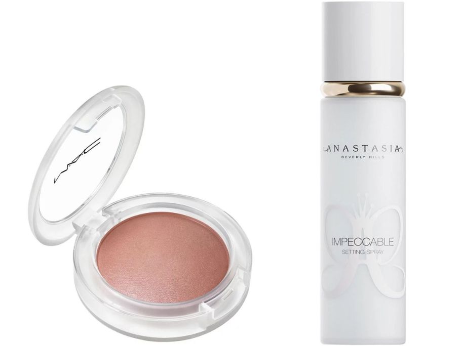 Stock images of a MAC blush and Anastasia Beverly Hills Setting Spray