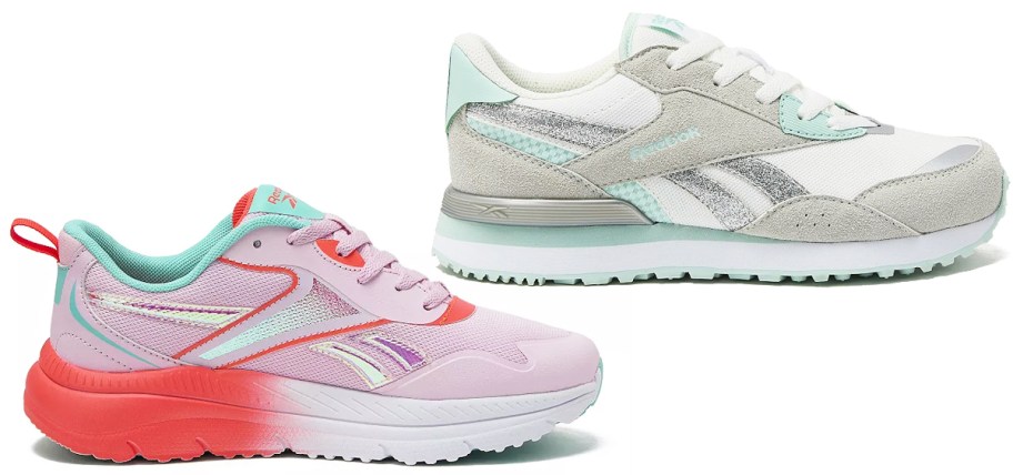 two pairs of reebok sneakers