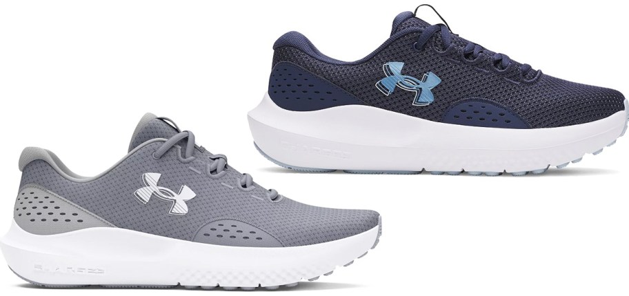 grey and white under armour sneakers