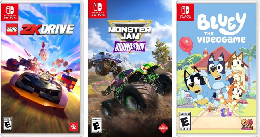 LEGO 2K Drive, Monster Jam Showdown, and Bluey The Videogame nintendo switch games